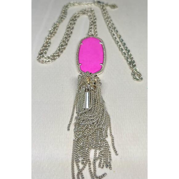 Chic Silver Necklace with Pink Pendant - Picture 4 of 4
